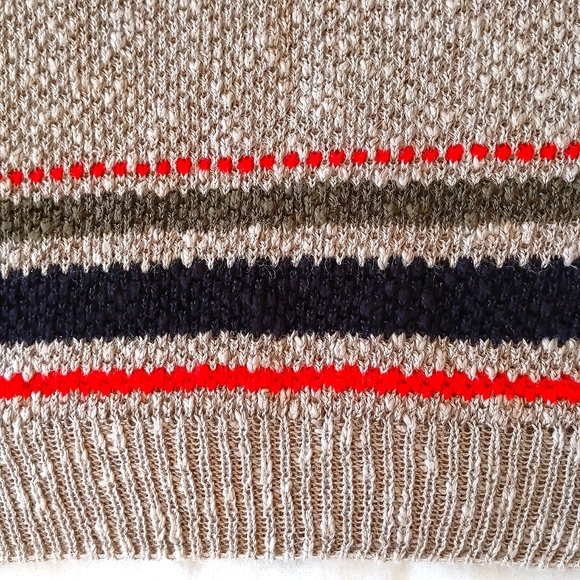 NWT. Woman's Cotton/Ramie short sleeve crochet sweater with multi color stripes. - Picture 4 of 4